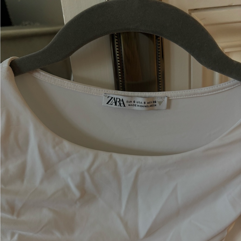 Zara White Ruched Tank Top - Picture 2 of 2